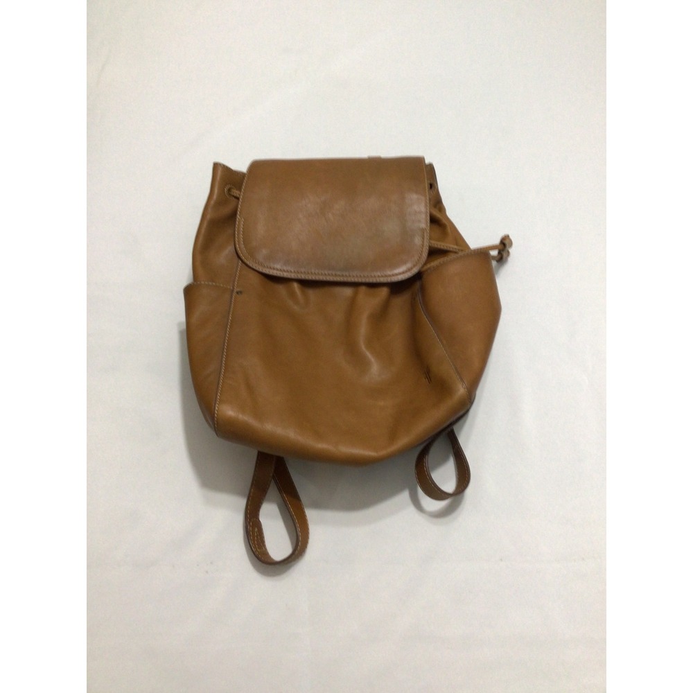 Frye Melissa Cognac Brown Leather Drawstring Backpack Flap Bag